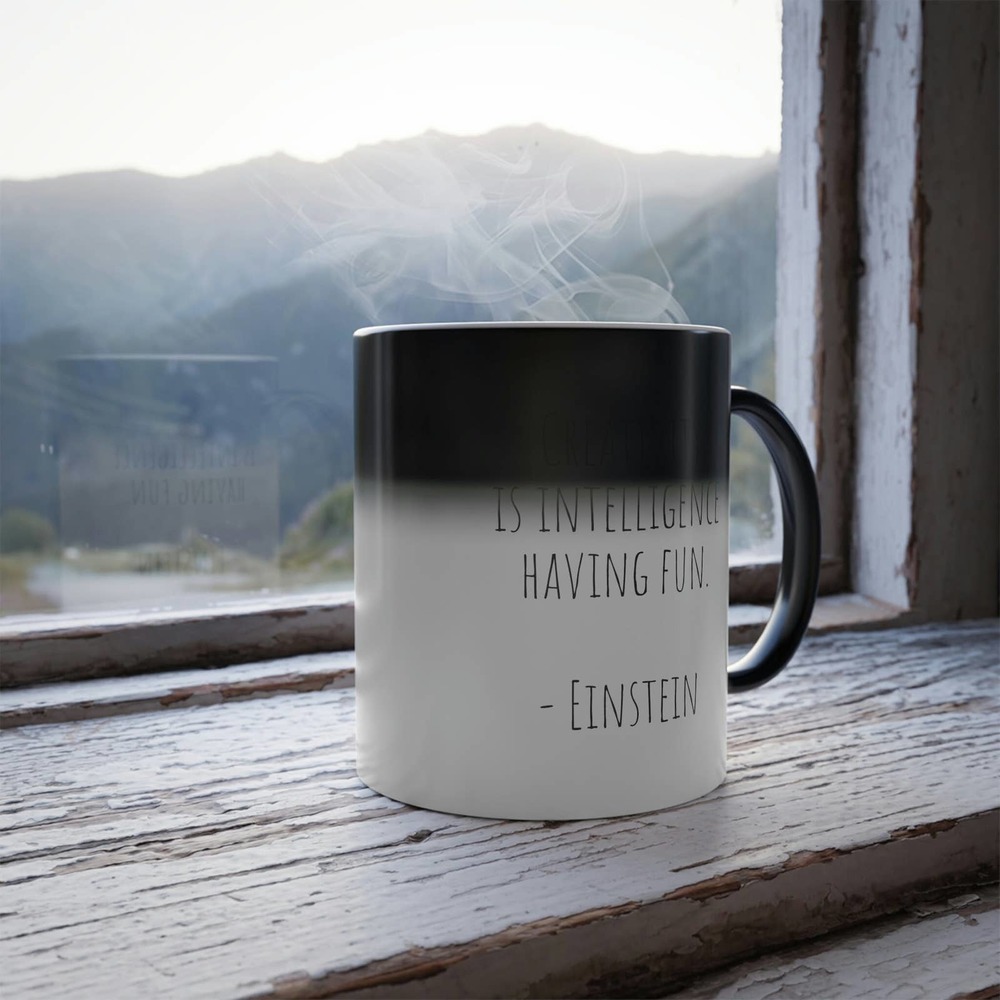 Creative Juice Einstein Quote Tea Coffee Cup Color Changing USA Temp Sensitive